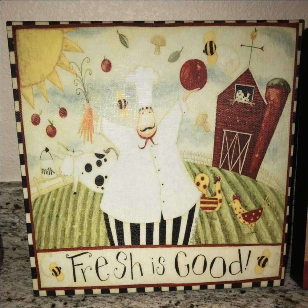 Fat Chef “ Fresh is Good” kitchen wall Decor